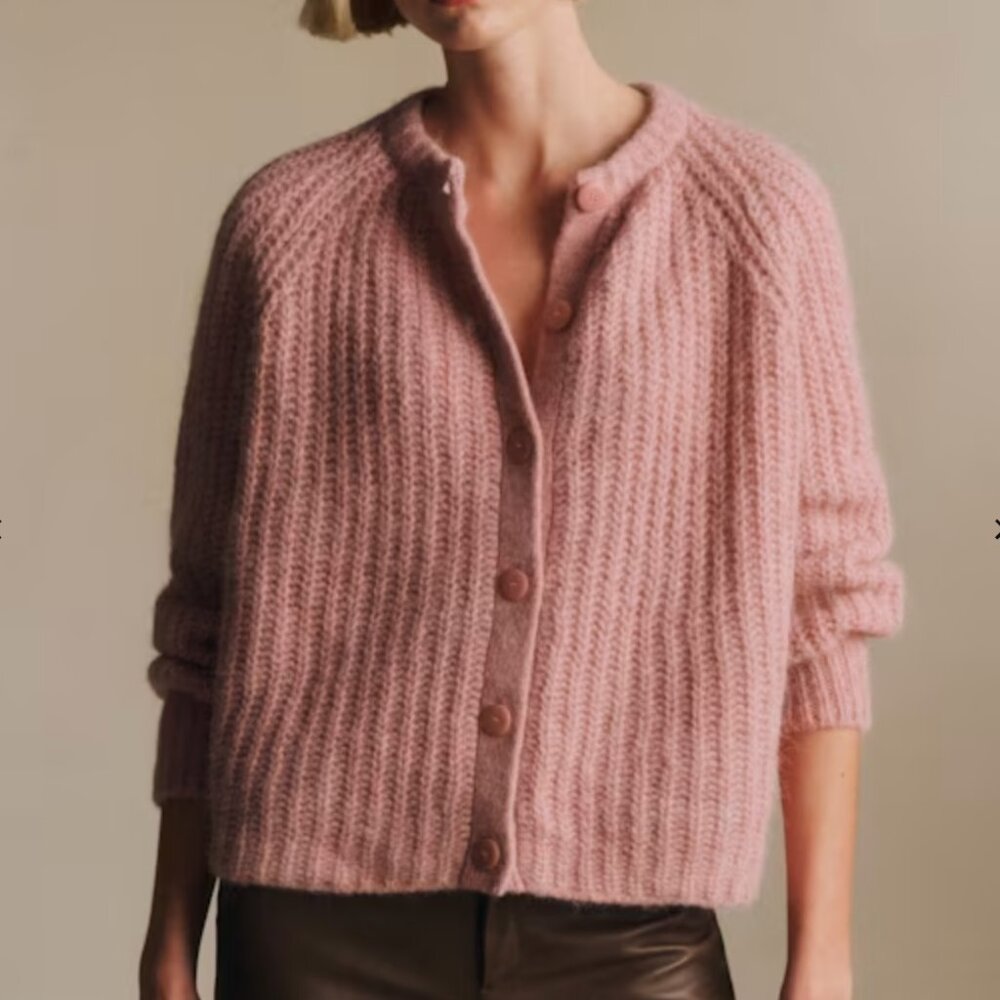 Sezane Emile Cardigan Mottled Pink XS